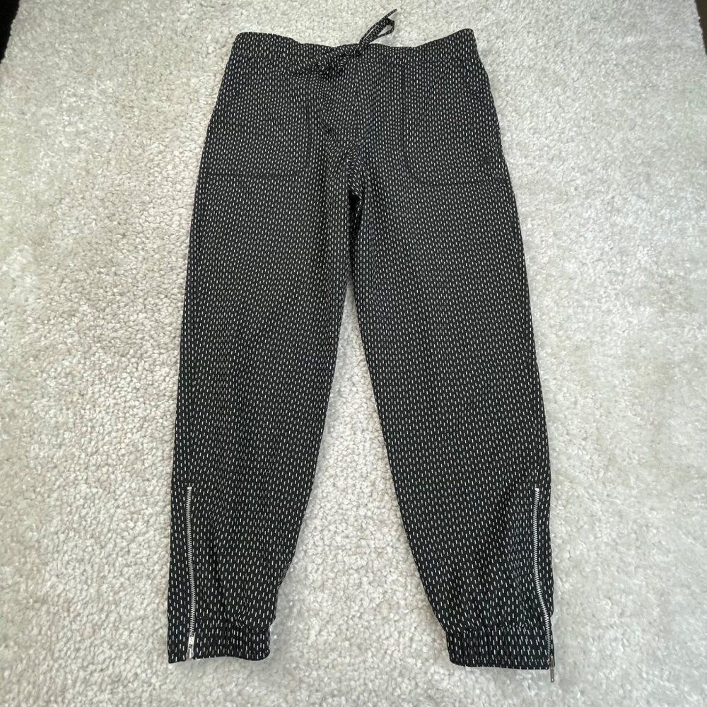 Albion Jetsetter Jogger Pants Ankle Zip Black White Print